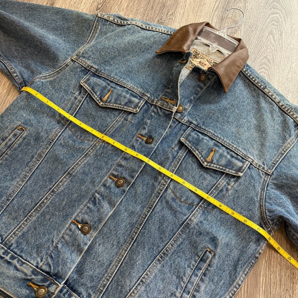 Vintage 90s EXP Express Denim Trucker Jacket with Leather Collar Size S - Picture 5 of 5